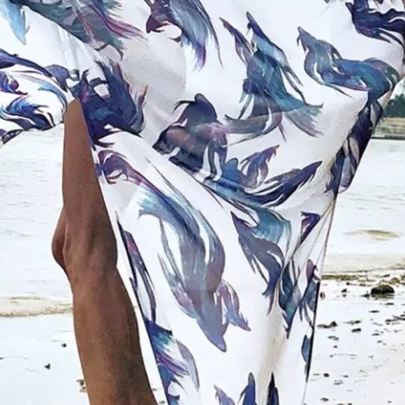 Blue n White Sheer Kimono - Picture 2 of 3